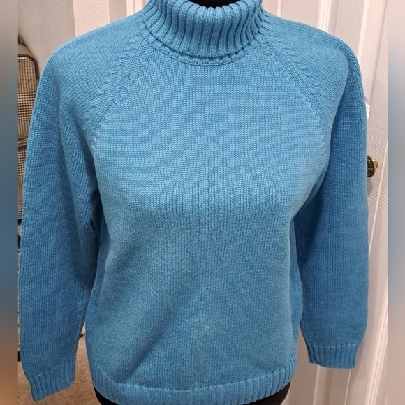 Turquoise Cable Knit Sweater Size MP 10-12 - Picture 4 of 5